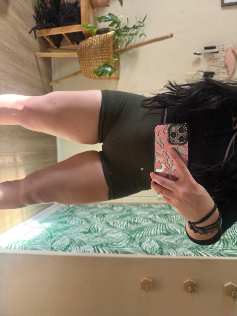High-Rise Olive Green Women's Shorts - Picture 5 of 8
